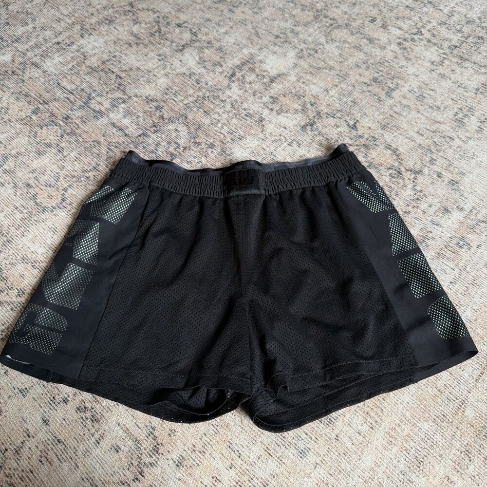 Alexander Wang x H&M Black Perforated Shorts Size 8 Logo Black Mesh High Rise